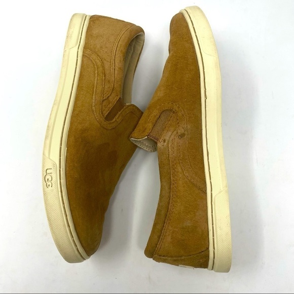UGG Leather Slip-On Loafers Light Sheepskin Lining Tan Size 7 - Picture 3 of 9